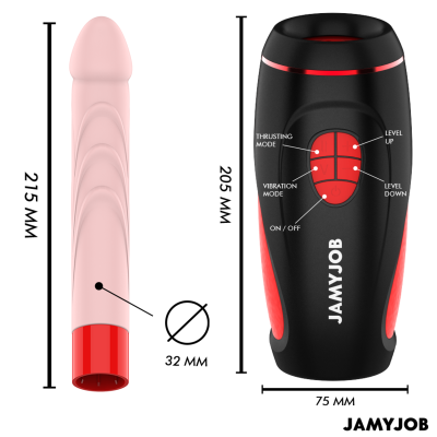 JAMYJOB - MASTURBADOR AUTOMÁTICO BASE PYSTON COM DILDO DE CONTROLE REMOTO - D-241560 - Dona Pimenta