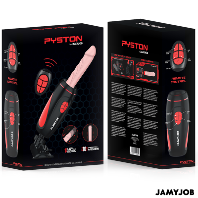 JAMYJOB - MASTURBADOR AUTOMÁTICO BASE PYSTON COM DILDO DE CONTROLE REMOTO - D-241560 - Dona Pimenta