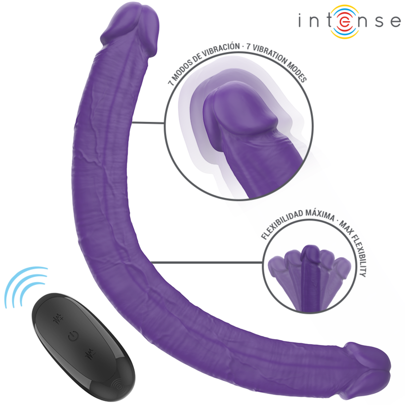 INTENSE - GUNTER DILDO VIBRADOR DUPLO 40 CM ROXO CONTROLE REMOTO - D-241968 - Dona Pimenta