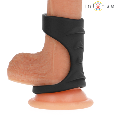 INTENSE - THEO ANEL DE SILICONE DUPLO PARA PÉNIS MODELO 3 PRETO - D-241979 - Dona Pimenta