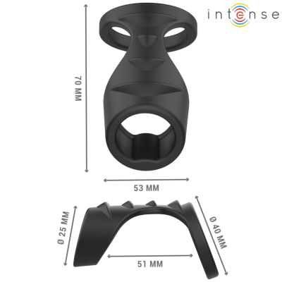 INTENSE - THEO ANEL DE SILICONE DUPLO PARA PÉNIS MODELO 3 PRETO - D-241979 - Dona Pimenta