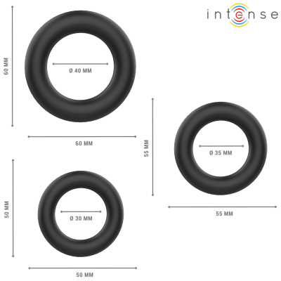 INTENSE - HUGH 3 ANÉIS DE SILICONE BÃSICOS PRETOS - D-241981 - Dona Pimenta