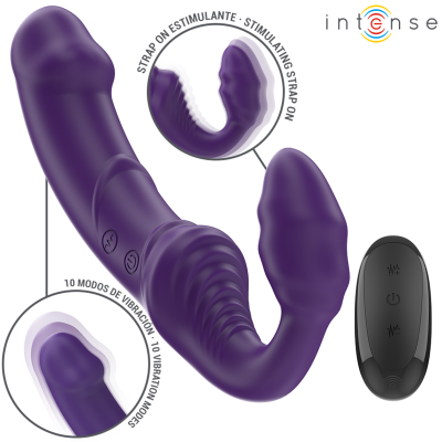 INTENSE - JILL VIBRADOR DUPLO 20 CM ROXO CONTROLE REMOTO - D-241956 - Dona Pimenta