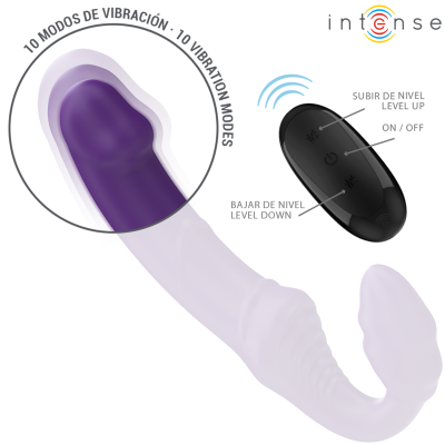 INTENSE - JILL VIBRADOR DUPLO 20 CM ROXO CONTROLE REMOTO - D-241956 - Dona Pimenta