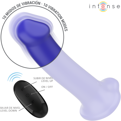 INTENSE - VICTORIA VIBRADOR COM VENTOSA 10 VIBRAÇÕES AZUL ESCURO CONTROLE REMOTO - D-241982 - Dona Pimenta