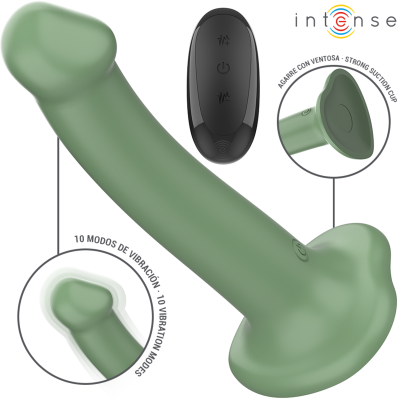 INTENSE - BECCA VIBRADOR COM VENTOSA 10 VIBRAÇÕES VERDE CONTROLE REMOTO - D-241983 - Dona Pimenta