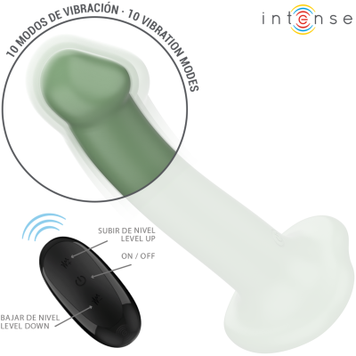 INTENSE - BECCA VIBRADOR COM VENTOSA 10 VIBRAÇÕES VERDE CONTROLE REMOTO - D-241983 - Dona Pimenta