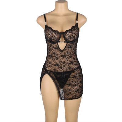 SUBBLIME - 954185 BABYDOLL DE RENDA COM ALÇAS AJUSTÁVEIS PRETO S/M - D-242197 - Dona Pimenta