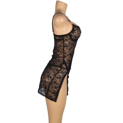 SUBBLIME - 954185 BABYDOLL DE RENDA COM ALÇAS AJUSTÁVEIS PRETO S/M - D-242197 - Dona Pimenta