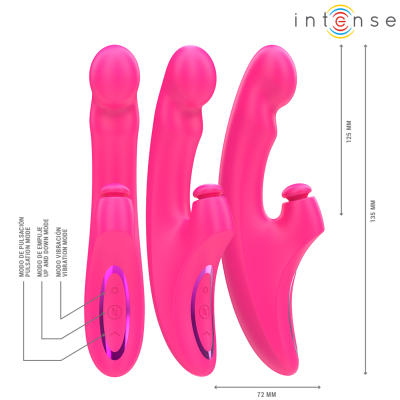 INTENSE - EMI VIBRADOR 13,5 CM MULTIFUNÇÃO 3 EM 1 10 VIBRAÇÕES ROSA - D-242075 - Dona Pimenta