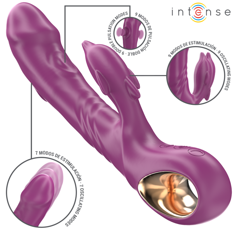 INTENSE - HALLE VIBRADOR MULTIFUNCIONAL COM LÍNGUA ESTIMULANTE DE GOLFINHOS ROXO - D-242076 - Dona Pimenta