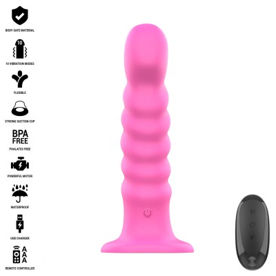 INTENSE - CINDY VIBRADOR TAMANHO L DESIGN ESPIRAL 10 VIBRAÇÕES ROSA CONTROLE REMOTO - D-241970 - Dona Pimenta