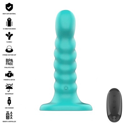 INTENSE - BUFFY VIBRADOR TAMANHO S DESIGN ESPIRAL 10 VIBRAÇÕES CONTROLE REMOTO AZUL - D-241971 - Dona Pimenta