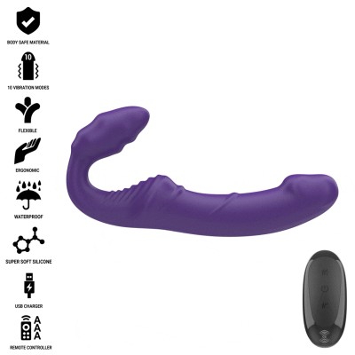 INTENSE - JILL VIBRADOR DUPLO 20 CM ROXO CONTROLE REMOTO - D-241956 - Dona Pimenta