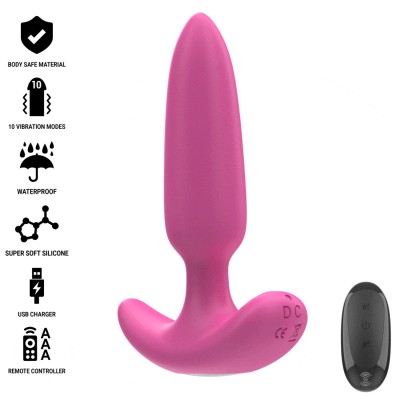 INTENSE - ROSS ANAL PLUG 10 VIBRAÇÕES ROSA CONTROLE REMOTO - D-241962 - Dona Pimenta