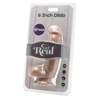 GET REAL - DILDO 12 CM COM BOLAS VIBRADOR PELE - D-234574 - Dona Pimenta