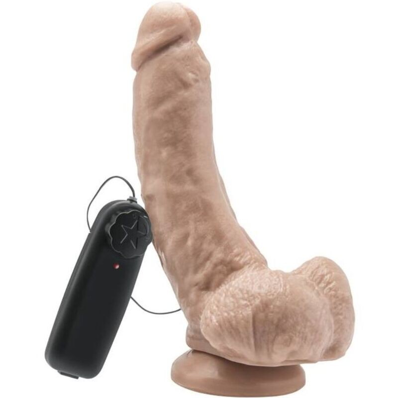 GET REAL - DILDO 20,5 CM COM BOLAS VIBRADOR PELE - D-234576 - Dona Pimenta