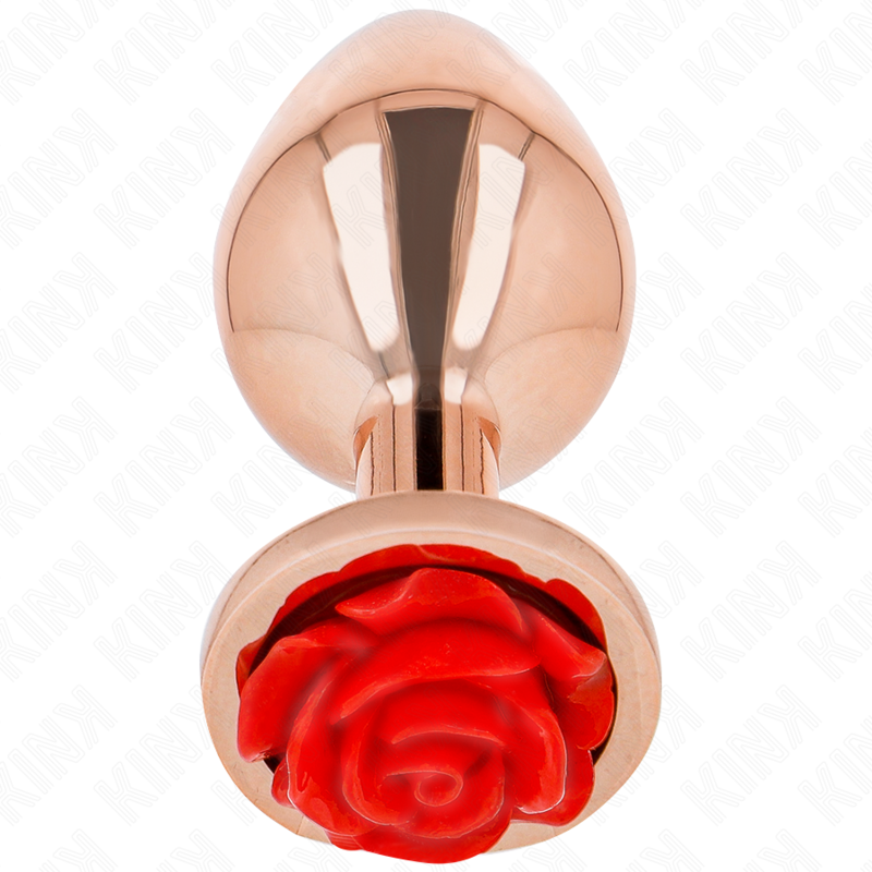 KINK - PLUG ANAL DE OURO ROSA COM ROSA VERMELHA M - D-242589 - Dona Pimenta