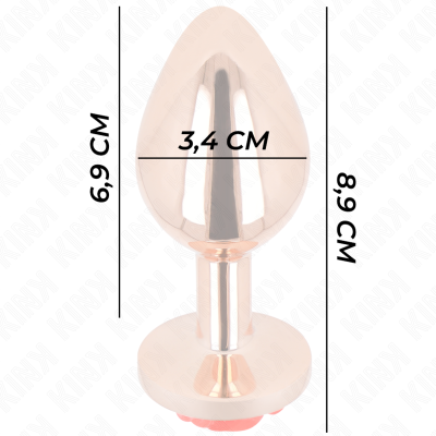 KINK - PLUG ANAL DE OURO ROSA COM ROSA VERMELHA M - D-242589 - Dona Pimenta