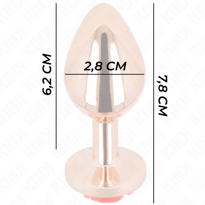 KINK - PLUG ANAL DE OURO ROSA COM ROSA VERMELHA S - D-242590 - Dona Pimenta