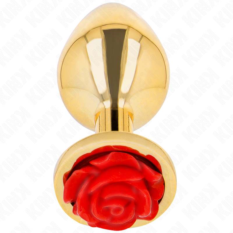 KINK - PLUG ANAL OURO ROSA VERMELHO TAMANHO M - D-242592 - Dona Pimenta