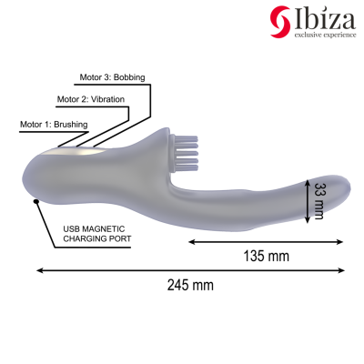 IBIZA - VIBRADOR DUPLO PINCHING PRETO - D-241936 - Dona Pimenta