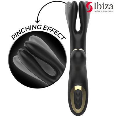 IBIZA - DUPLO VIBRADOR DE FIXAÇÃO PRETO - D-241937 - Dona Pimenta