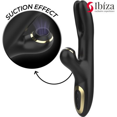 IBIZA - DUPLO VIBRADOR DE FIXAÇÃO PRETO - D-241937 - Dona Pimenta