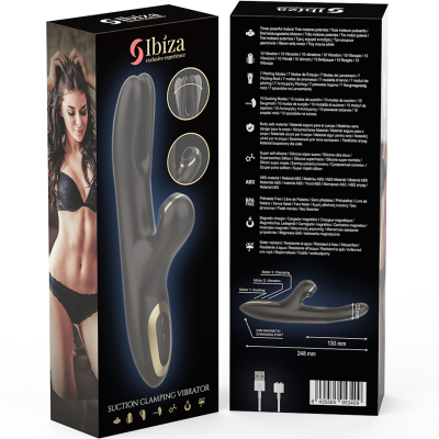 IBIZA - DUPLO VIBRADOR DE FIXAÇÃO PRETO - D-241937 - Dona Pimenta