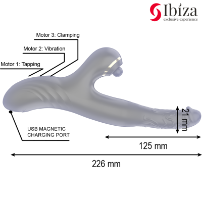 IBIZA - VIBRADOR DUPLO TWO DRAGONS PRETO - D-241938 - Dona Pimenta