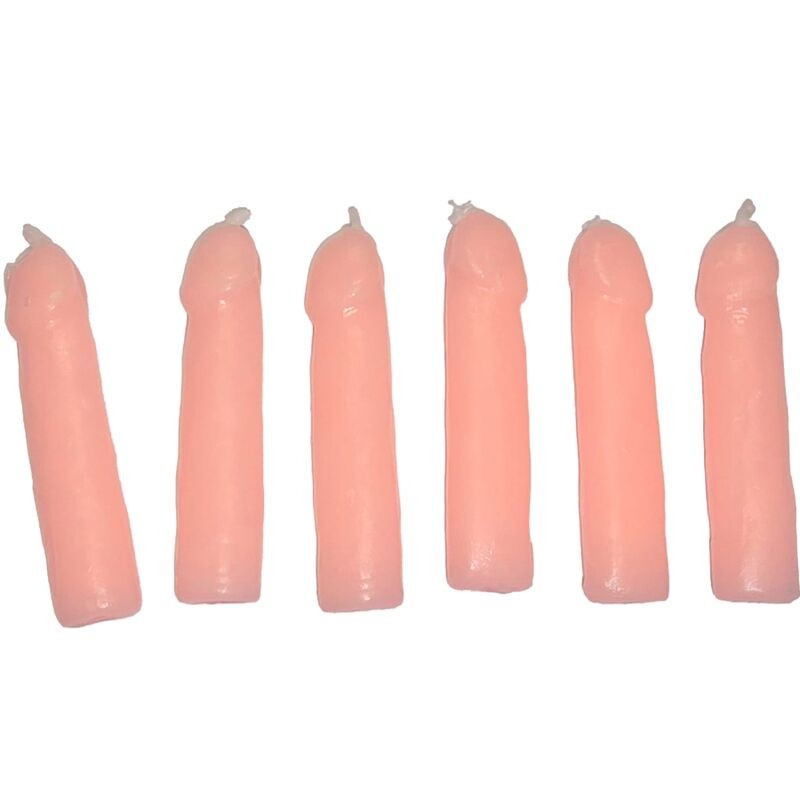 DIABLO PICANTE - 6 VELAS EM FORMA DE PÉNIS DE CARNE - D-242390 - Dona Pimenta