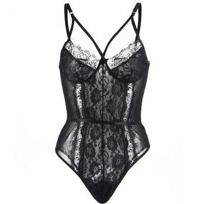 BRUMA SECRET - ALEXIS TEDDY COM RENDA APERTADA COM ALAS PRETO M/L - D-238493 - Dona Pimenta