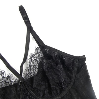 BRUMA SECRET - ALEXIS TEDDY COM RENDA APERTADA COM ALAS PRETO M/L - D-238493 - Dona Pimenta