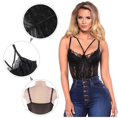 BRUMA SECRET - ALEXIS TEDDY COM RENDA APERTADA COM ALAS PRETO M/L - D-238493 - Dona Pimenta