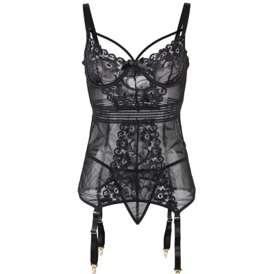 BRUMA SECRET - INGRID BABYDOLL RENDA PRETA COM LIGA M/L - D-238499 - Dona Pimenta