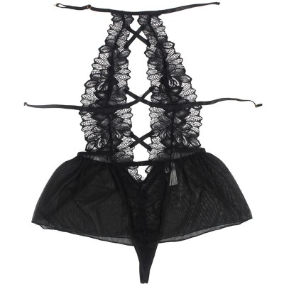 BRUMA SECRET - LUCÍA TEDDY DE RENDA COM BABADO PRETO M/L - D-238525 - Dona Pimenta