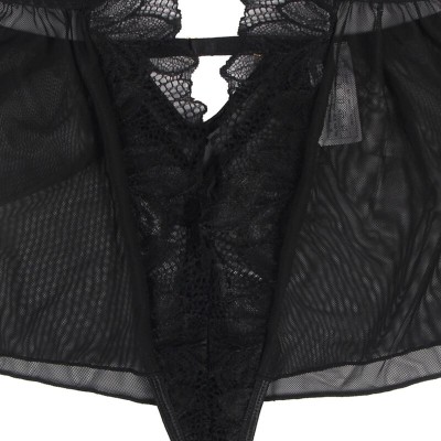 BRUMA SECRET - LUCÍA TEDDY DE RENDA COM BABADO PRETO M/L - D-238525 - Dona Pimenta