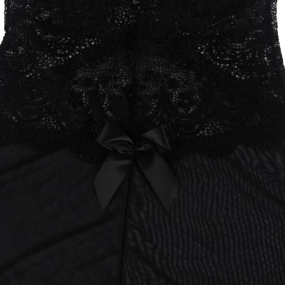 BRUMA SECRET - LAURA BABYDOLL COM DETALHE FLOR DE RENDA PRETO M/L - D-238540 - Dona Pimenta