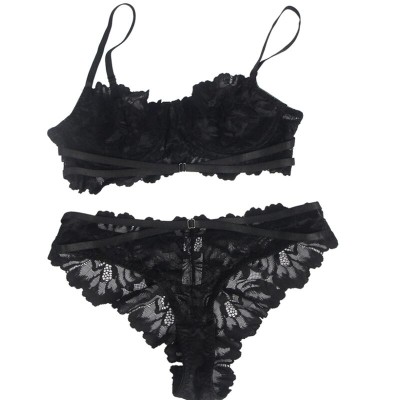 BRUMA SECRET - CAROLINE CONJUNTO SUTI E CALA COM ALAS DE RENDA PRETA M/L - D-238543 - Dona Pimenta