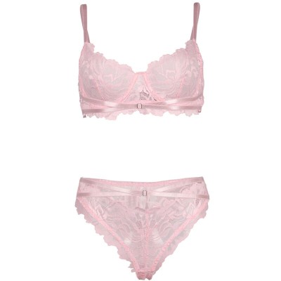 BRUMA SECRET - CAROLINE CONJUNTO SUTI E CALA COM ALAS DE RENDA ROSA M/L - D-238546 - Dona Pimenta