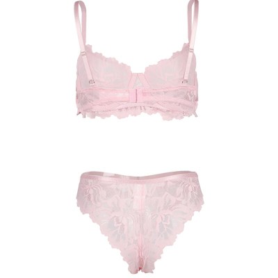 BRUMA SECRET - CAROLINE CONJUNTO SUTI E CALA COM ALAS DE RENDA ROSA M/L - D-238546 - Dona Pimenta