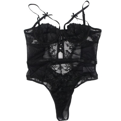 BRUMA SECRET - DÉBORA BLACK LACE CORSET STYLE BODY M/L - D-238552 - Dona Pimenta