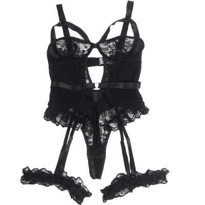 BRUMA SECRET - NIEVES TEDDY LACE XON DETAIL BABADO PRETO M/L - D-238573 - Dona Pimenta