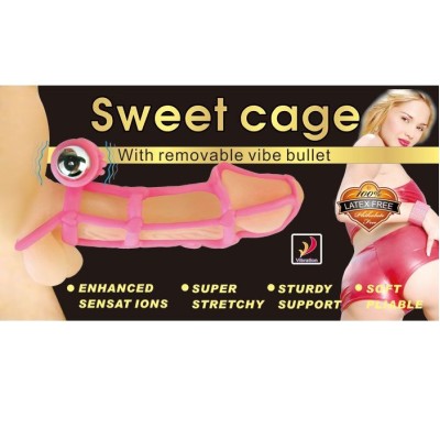 SWEET 10 RITMOS FUNDA Y ANILLO SILICONA PARA EL PENE ROSA. - D-194493 - Dona Pimenta