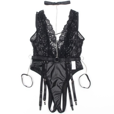 BRUMA SECRET - NOELIA CORPO COM CORRENTES DE LIGA PRETO M/L - D-238585 - Dona Pimenta