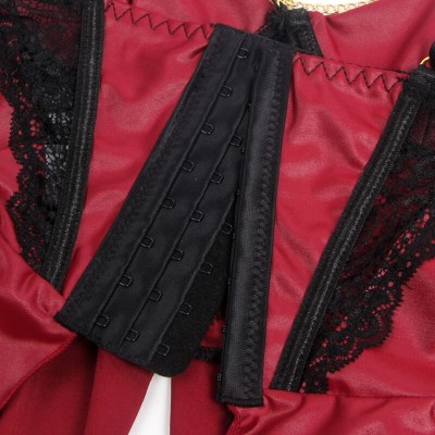 BRUMA SECRET - ALEJANDRA CONJUNTO CORSET E TANGA COM DETALHE DE CORRENTE VERMELHO M/L - D-238594 - Dona Pimenta