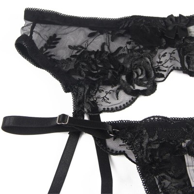 BRUMA SECRET - ELISABETH CONJUNTO DE RENDA ESTAMPADA FLORAL PRETA TRÊS PEÇAS M/L - D-238531 - Dona Pimenta