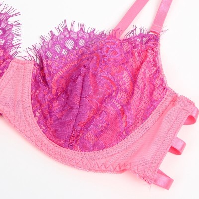 BRUMA SECRET - AURORA CONJUNTO TRÊS PEÇAS DE FLUOR VIOLETA E RENDA ROSA M/L - D-238609 - Dona Pimenta