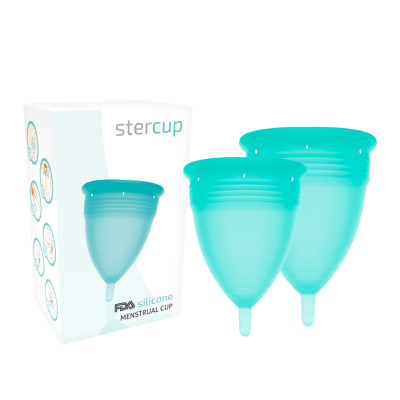 STERCUP - PACOTE DE COPO MENSTRUAL DE SILICONE FDA TAMANHO S + L AQUAMARINE - D-222866 - Dona Pimenta