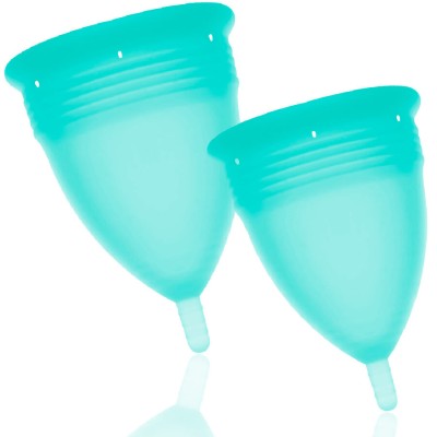 STERCUP - PACOTE DE COPO MENSTRUAL DE SILICONE FDA TAMANHO S + L AQUAMARINE - D-222866 - Dona Pimenta